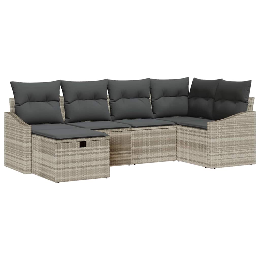 Garten-Sofa-Set 6 pcs Hellgrau 55 x 62 x 69 cm Poly Rattan